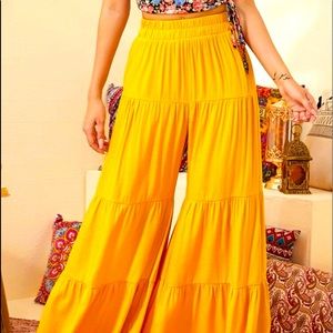 Brand new never worn yellow high waisted boho pants